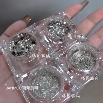 Krom Tırnak Tozu Ayna Etkisi Tırnak Glitter Manikür Pigment 0.04 oz / 1g gümüş tırnak çoban parlak pullar 1g 3D Çivi Glitter