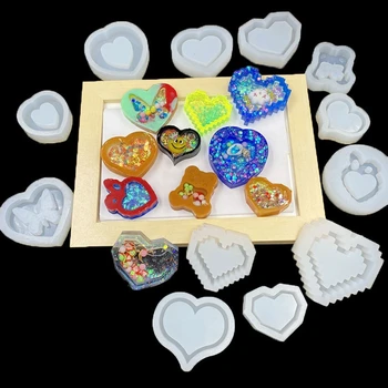 DIY Kawaii Shaker silikon kalıp Reçine Kalp Ayı UV epoksi reçine Kalıpları Anahtarlık Kolye El Sanatları Araçları Takı yapma malzemeleri