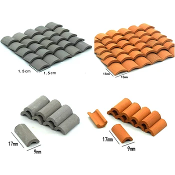 60 Adet Mini Çatı Kiremitleri Peyzaj Minyatür Çatı Kiremitleri Küçük Çatı Kiremitleri Dollhouse Parçaları, 1/16 Ölçekli