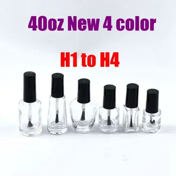 Şeffaf cam kapaklı oje şişeleri yuvarlak boş cam şişeler fırça ile 40oz 4 yeni renk H1 to H4