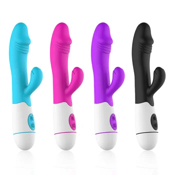 30 Hız Şarj Edilebilir El Silikon Yetişkin Klitoris Klitoral Klitoris Seks Oyuncak G Noktası Çift Motorlu Tavşan Vibratör Kadınlar için Kadın