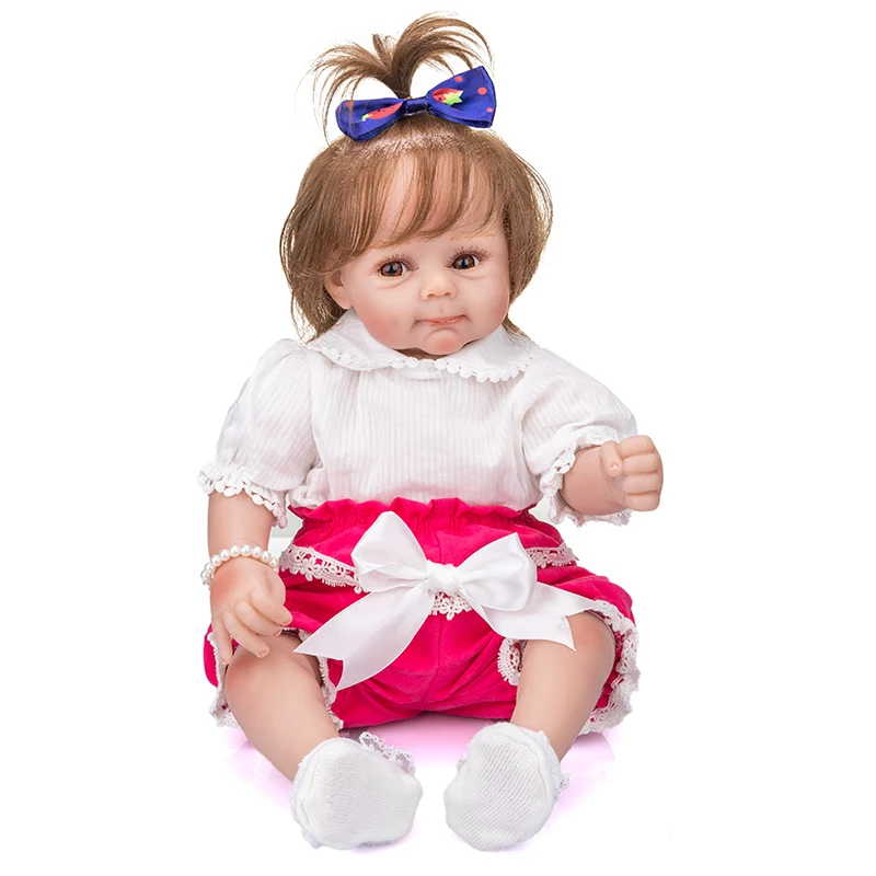 50 cm Reborn Bebek Kız Tatlı Gülümseme Yeni Tasarım Yüz Bebek El Yapımı Yüksek Kaliteli Bebek Gerçekten Yumuşak Dokunmatik Bebek Doğum Günü noel hediyesi - 0