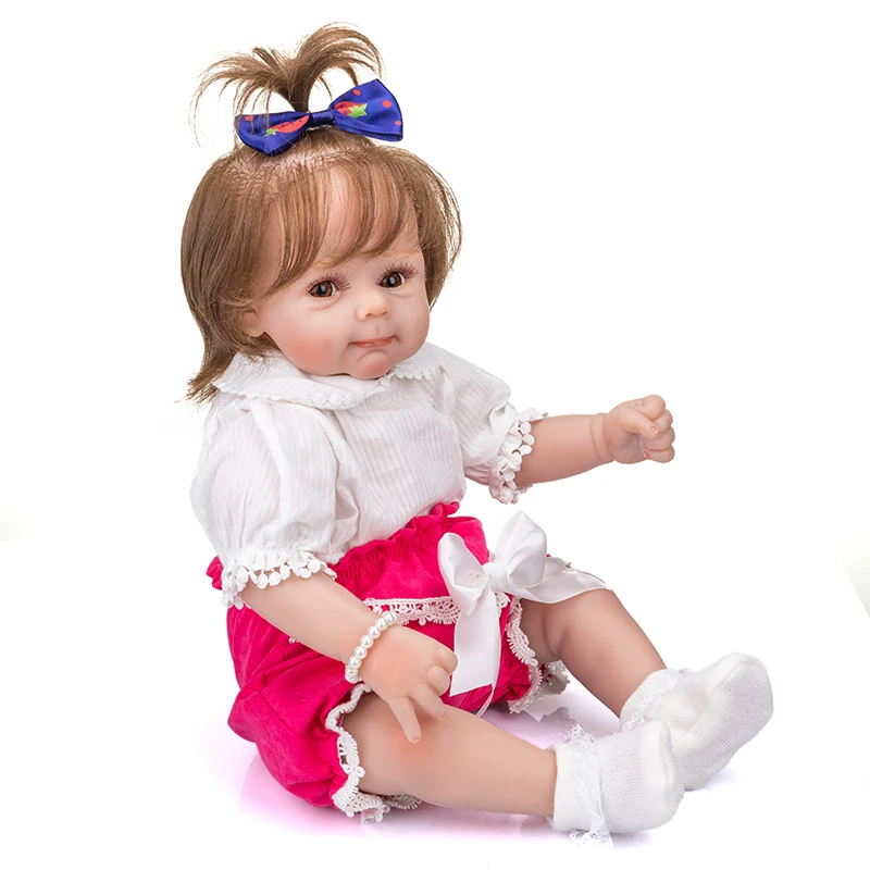 50 cm Reborn Bebek Kız Tatlı Gülümseme Yeni Tasarım Yüz Bebek El Yapımı Yüksek Kaliteli Bebek Gerçekten Yumuşak Dokunmatik Bebek Doğum Günü noel hediyesi - 1