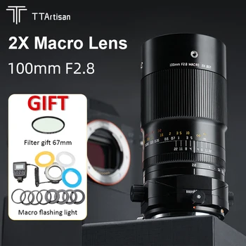 TTArtısan 100mm f2.8 Tam Çerçeve 2X MF Tam Çerçeve Tilt-Shift Makro Kamera Lens Sony E Dağı Canon Fujifilm Nikon
