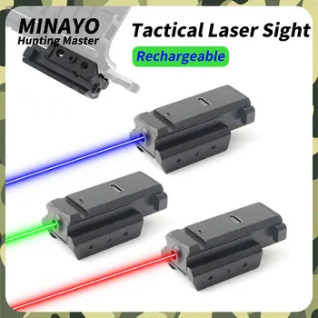 Taktik Yeşil / Mavi / Kırmızı 532nm Lazer Nokta Sight 20mm Picatinny/Weaver Tabanca Ray Tabanca / Av Tüfeği / Tüfek Avcılık Şarj Edilebilir