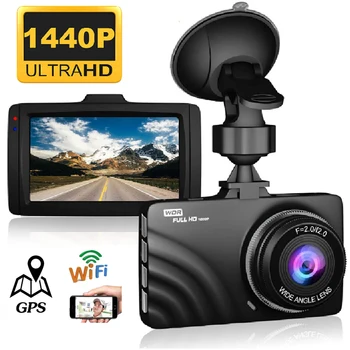 Araba dvr'ı WiFi GPS Dash kamera 2K HD 1440P Dash Kamera Çift Lens Dashcam Sürücü Video Kaydedici araç kara kutusu Park İzleme