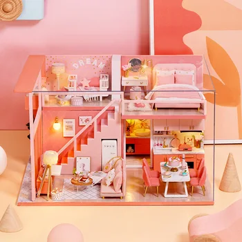 Dıy Üç Boyutlu Bulmaca Yazlık Dollhouse Dağ Vahşi Villa Oyuncak Bebek Yaratıcı Minyatür Sahne Kum Masa Ev PZ-133