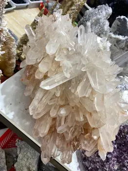 Güzel Büyük Doğal Beyaz Şeffaf Kristal Kümeleri Doğal Kristal Reiki Şifa 16.3 KG