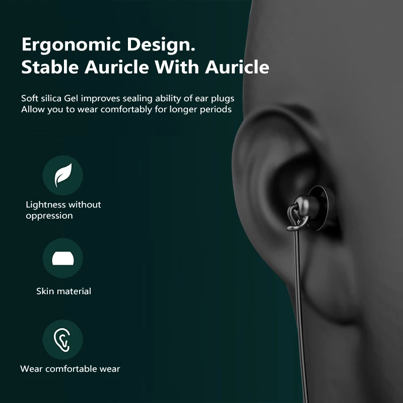 Kulaklıklar Kulak Kulakiçi Kablolu Anti-gürültü Ultra yumuşak 3.5 mm Mic Kulaklık Gürültü iPhone Samsung Huawei Xiaomi - 2