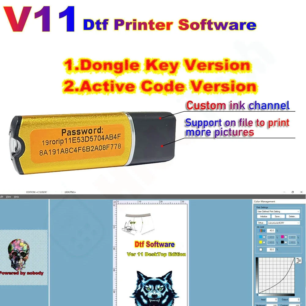 Dtf Rıp Yazılımı 11 Uv Masaüstü V11 Geniş Format Lisans Kodu Dongle anahtar usb Kiti WideDtf Yazıcı Uv programfor Epson L1800 7900 - 5