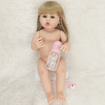 55 cm Tam Plastik Yeniden Doğmuş Bebek Simülasyon Bebek Güzel Sarışın Kız Bebek