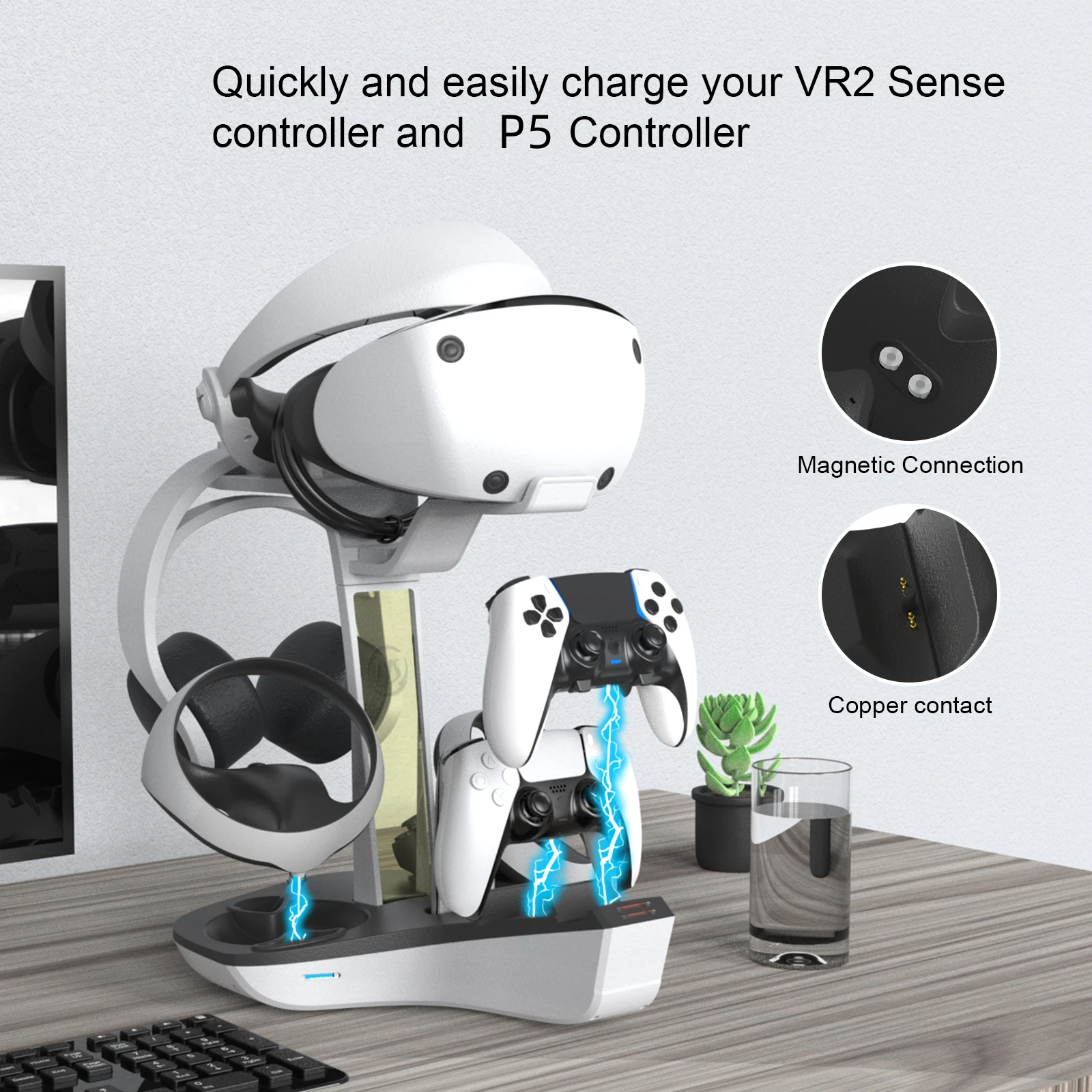 PS VR2 / P5 Gamepad şarj standı İçin PS5 Elite Kolu şarj standı Şarj cihazı Saklanabilir Kask Kulaklık Kullanımı Kolay Dayanıklı - 3