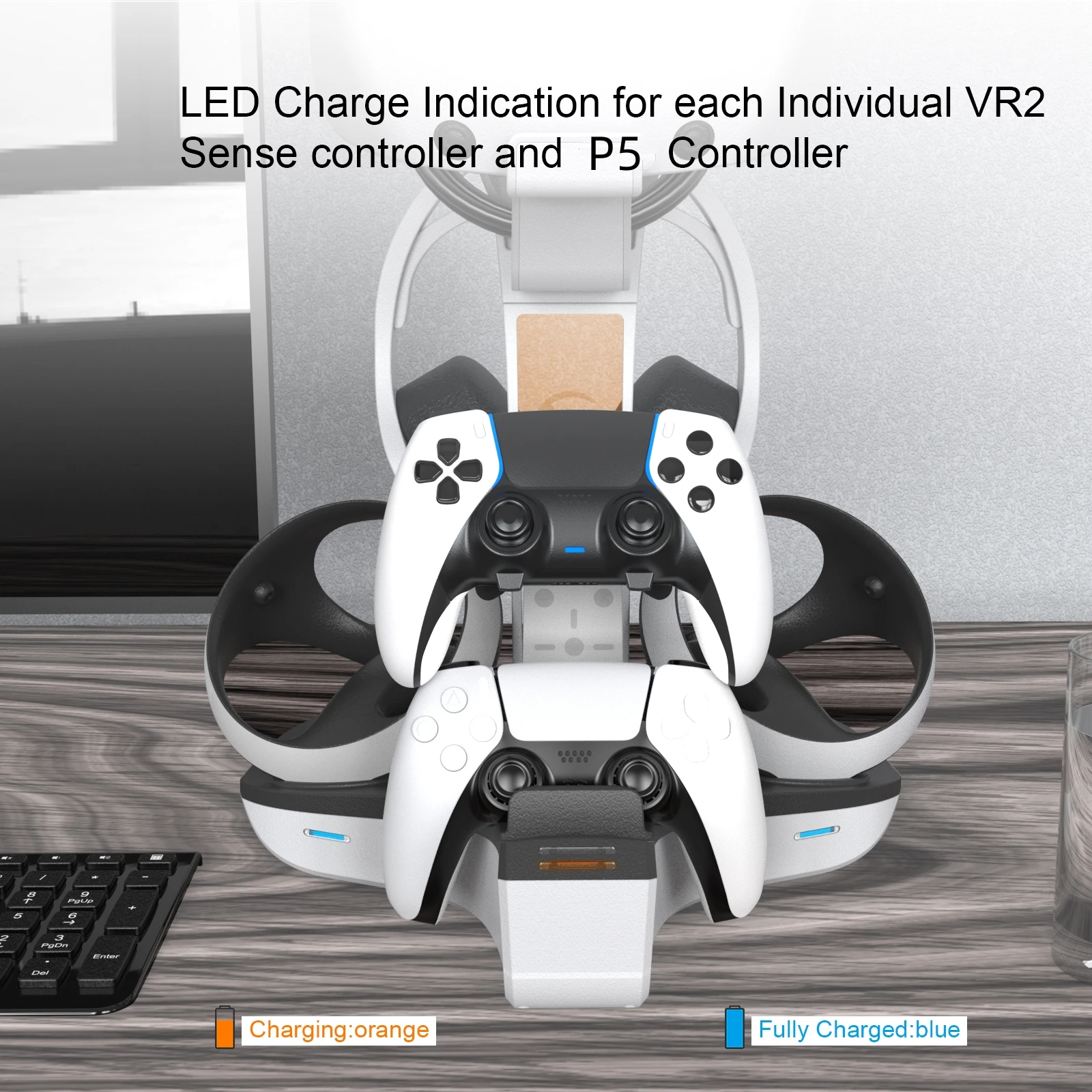 PS VR2 / P5 Gamepad şarj standı İçin PS5 Elite Kolu şarj standı Şarj cihazı Saklanabilir Kask Kulaklık Kullanımı Kolay Dayanıklı - 4
