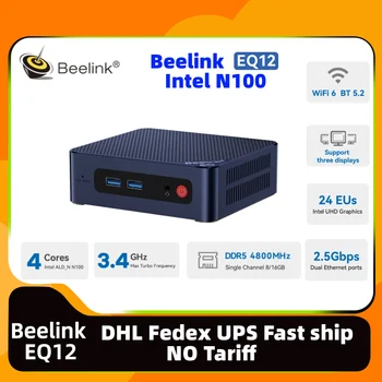 3-7days Küresel Teslimat Beelink EQ12 Intel 12th N100 Mini PC Windows 11 DDR5 8GB 500GB Oyun Pc mini pc ofis oyun beelink pc