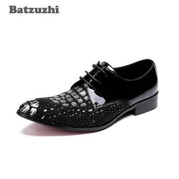 Batzuzhi Erkek Ayakkabı İtalyan Tipi Dantel-up Siyah Deri Elbise ayakkabı Erkekler Resmi Iş deri ayakkabı Zapatos Hombre, büyük Boy
