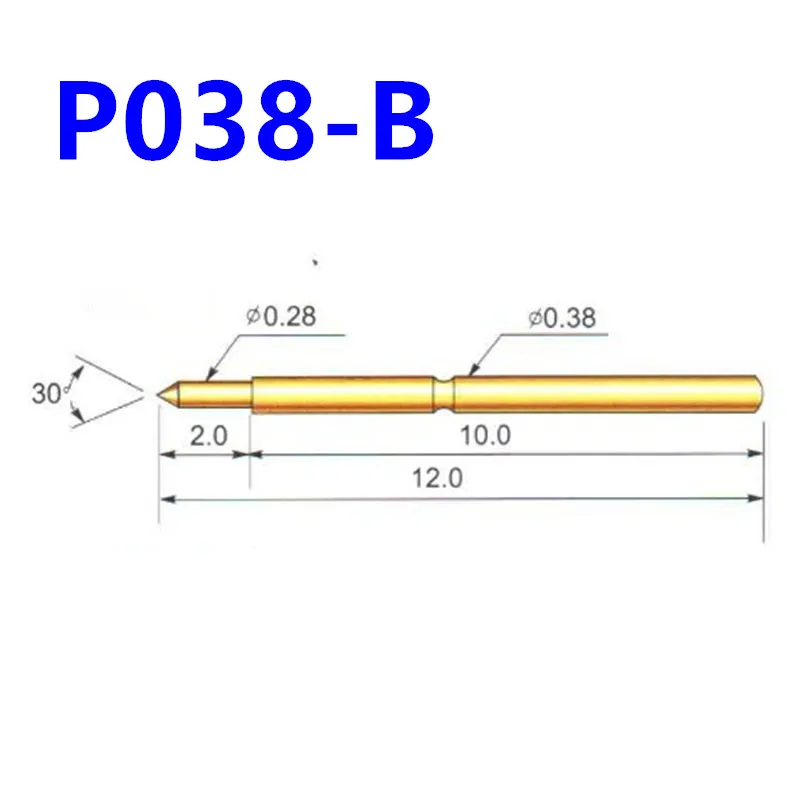100 Adet / paket Bahar Test Probu P038-B Sivri İğne Tüp Dış Çapı 0.38 Toplam Uzunluk 12mm PCB Probu - 0