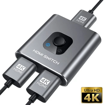 Alüminyum HDMI Anahtarı 4k@60hz Splitter Çift Yönlü Switcher 2 in 1 Out HDMI Hub Destekler HD Xbox PS5/4/3 xiaomi KUTUSU