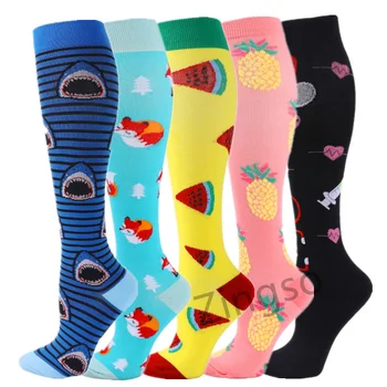 5 Pairs varis çorabı Çorap Kadın Erkek Diz Yüksek 20-30 mmHg spor çorapları Ödem Diyabet Varisli Damarlar Koşu Çorap