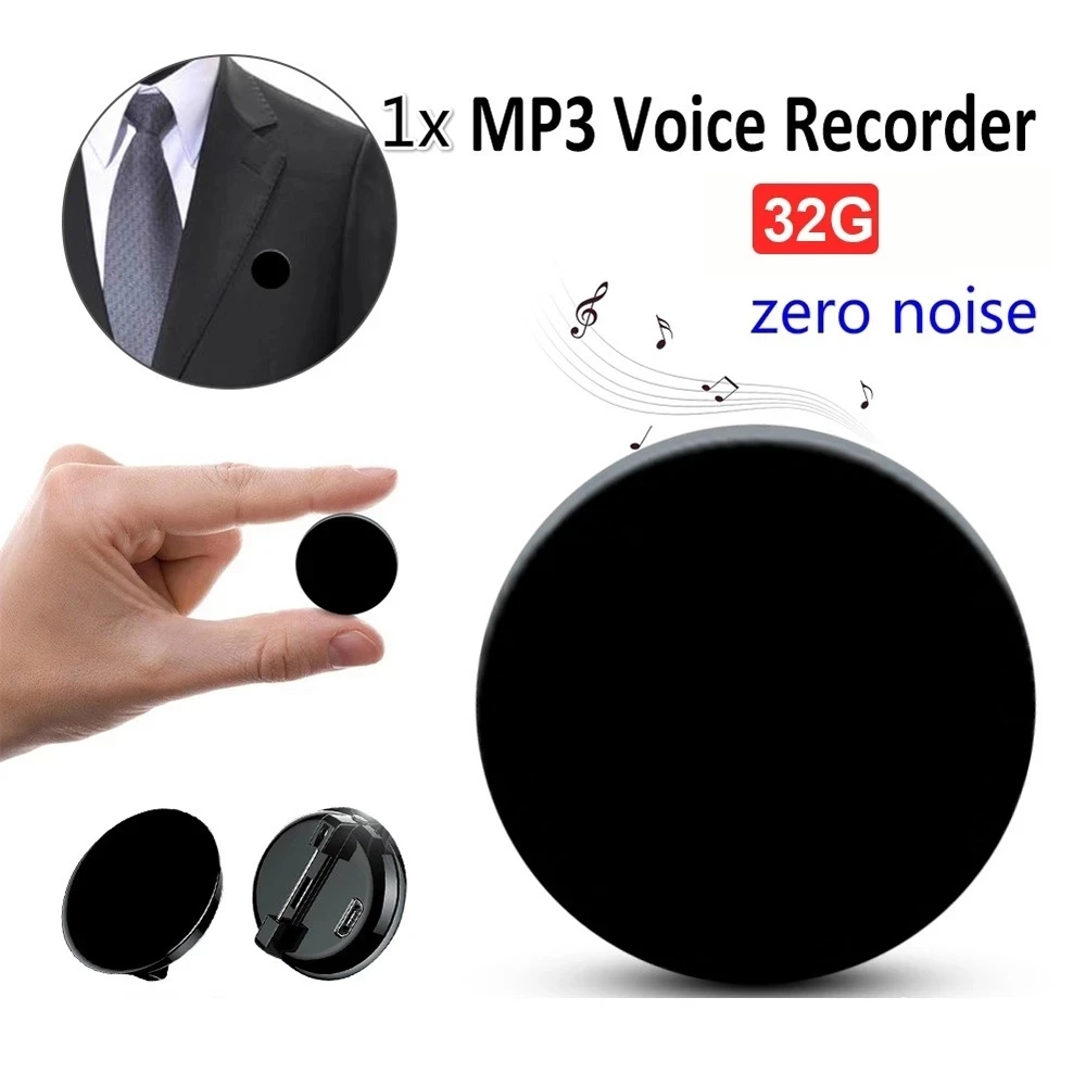 Mini Dijital Ses Kaydedici Mikro Broş Ses Kaydedici Profesyonel Uzun Mesafe Ses Kayıt MP3 Çalar Kulaklık 8/32 GB - 0