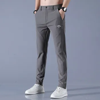 2023 Golf Callaway erkek Yaz Buz İpek rahat pantolon erkek düz bacak elastik ince hızlı kuru gençlik spor nefes pantolon