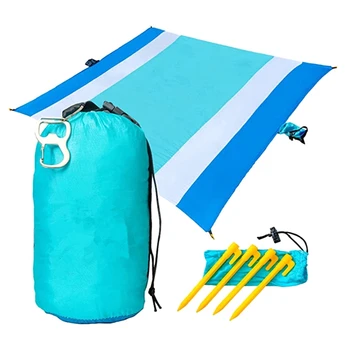 Kum Seyahat plaj battaniyesi Pocket - 84İnch X 108İnch Plaj Mat Zemin Kazıklı taşınabilir battaniye Yürüyüş, Piknik