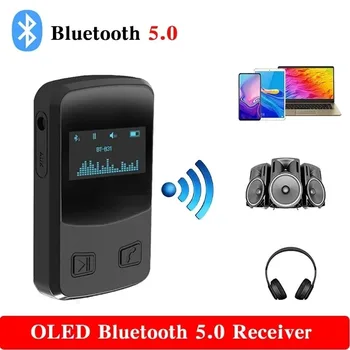 B31 OLED Ekran bluetooth 5.0 Kablosuz Ses Alıcısı Adaptörü Müzik Akışı İçin MİC ile 3D Surround Aux Araba Ev Stereo