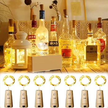 2M 20 LED Şarap Cork LED Aydınlatma Dizeleri yılbaşı dekoru Şarap Kavanoz şişe ışıkları Akülü Garland Parti Düğün Bar Dekor