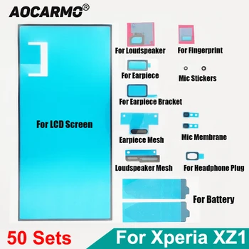 50 Takım/grup SONY Xperia XZ1 G8341 G8342 LCD Yapıştırıcı Ön Çerçeve Tutkal Kulak Hoparlör Hoparlör Toz Mesh Net Tam Set Etiket
