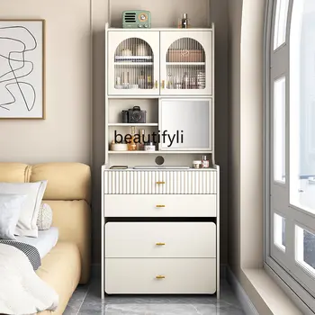 Krem Tarzı Taş Plaka Tuvalet Masası Soyunma Entegre Yatak Odası Modern Minimalist Mini makyaj masası Kozmetik Dolabı