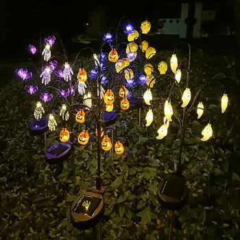 12 Kafa açık güneş kabak hayalet ışık zemin lambaları renkli su geçirmez cadılar bayramı dekorasyon ev partisi bahçe çim dekor