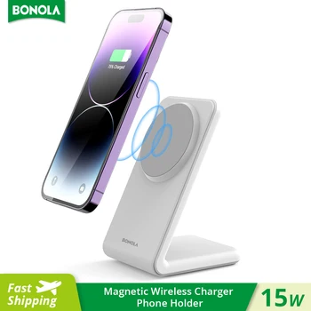 Bonola Manyetik Kablosuz Şarj Masaüstü Standı iPhone 14 Pro Max12 / 13 15W Hızlı Kablosuz Şarj İstasyonu iPhone 11 / XS / Xr