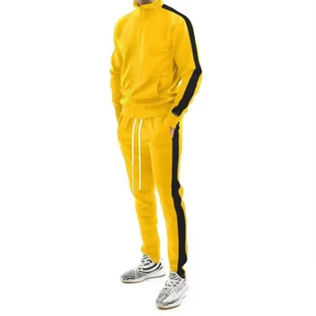 Moda Yan Çizgili Eşofman Erkekler İnce Takım Elbise Uzun Kollu Zip-up Kazak Ve Pantolon İki Parçalı Set Erkek Kıyafet Sonbahar Streetwear