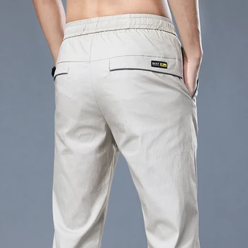 Dört Renkli Erkek Marka rahat pantolon İlkbahar Yaz İş Düz Elastik Koşu Sweatpants Erkek Yüksek Kaliteli İnce Pantolon