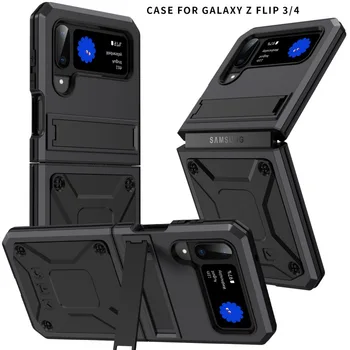 Sıcak! Katlanır Tutucu samsung kılıfı Galaxy Z Flip 3 Kat 4 Flip4 Fold4 Flip3 Tamamen Kapalı Anti-Düşen Metal Kapak