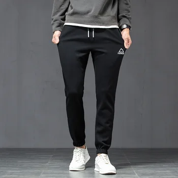 Moda Marka Erkek Pamuklu Sweatpants 2022 Yeni Erkek Düz Renk Esneklik Pantolon İpli rahat pantolon Erkek