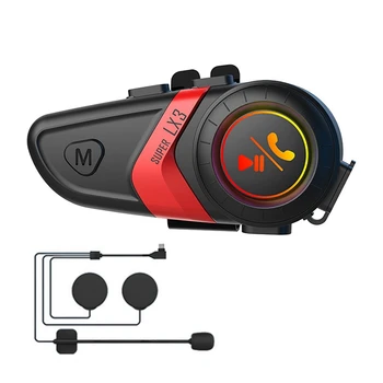 3X LX3 Kask Bluetooth Kulaklık 1200MAH Motosiklet BT5. 0 Kablosuz Eller Serbest Çağrı Stereo Anti-parazit Kulaklık-A