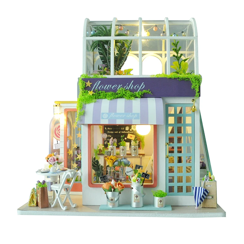 DIY Dollhouse Ahşap Bebek Evleri Minyatür Dollhouse Kiti Mobilya Casa Müzik Led Oyuncaklar Çocuklar için doğum günü hediyesi - 0