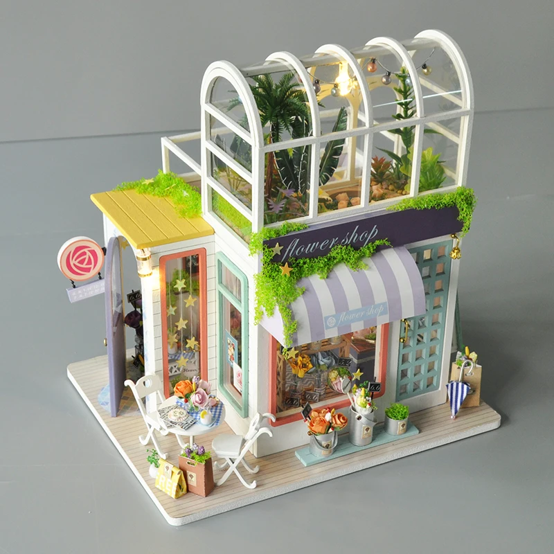 DIY Dollhouse Ahşap Bebek Evleri Minyatür Dollhouse Kiti Mobilya Casa Müzik Led Oyuncaklar Çocuklar için doğum günü hediyesi - 1