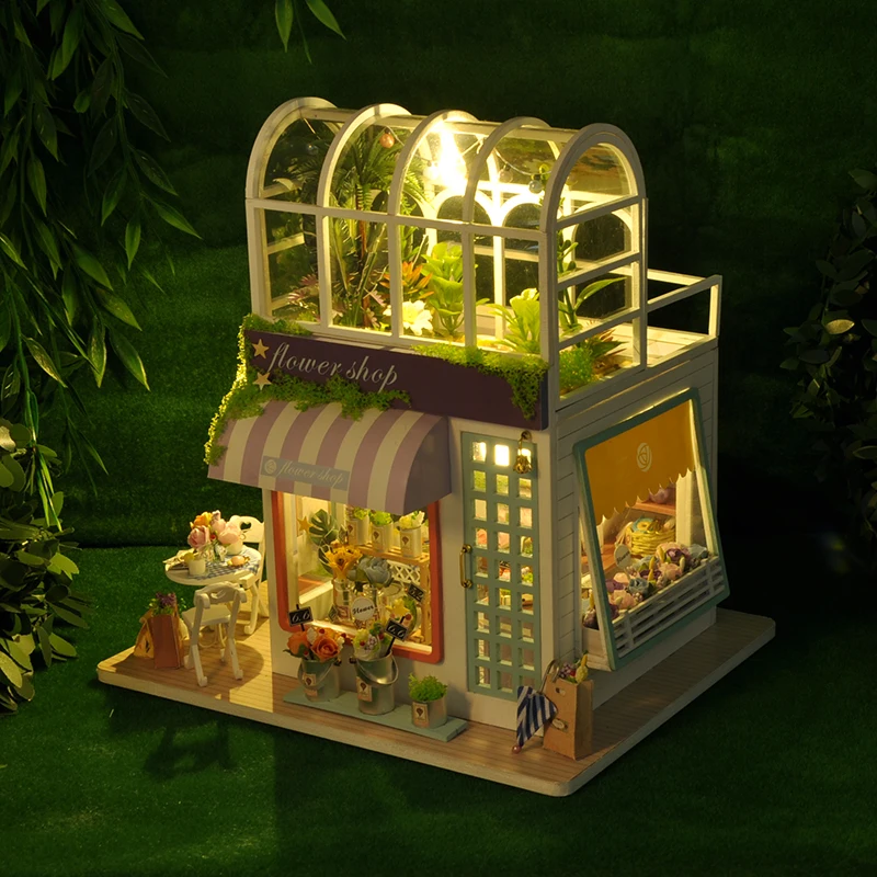DIY Dollhouse Ahşap Bebek Evleri Minyatür Dollhouse Kiti Mobilya Casa Müzik Led Oyuncaklar Çocuklar için doğum günü hediyesi - 3