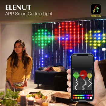 Akıllı perde ışık zinciri ışık App DIY resim metin Led ekran akıllı LED RGB peri ışık RGBIC LED Bluetooth kontrolü