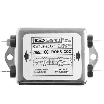 R9UD Güç EMI Filtresi CW4L2-20A-T Monofazik Geliştirilmiş AC 220V 50 / 60HZ 