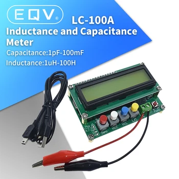 LC100-A Dijital LCD Yüksek Hassasiyetli Endüktans Kapasite L / C Metre kapasitör test cihazı 1pF-100mF 1uH-100H LC100 A + Testi klip