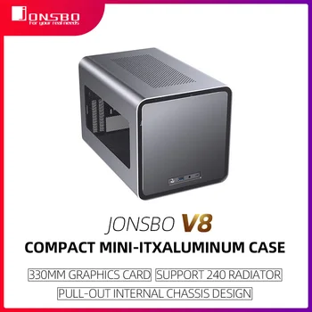 Durumda PC Jonsbo V8 Pull-Out Dahili Şasi Alüminyum Alaşımlı ITX Anakart SFX PSU 240 Su Soğutma 330mm Grafik Kartı