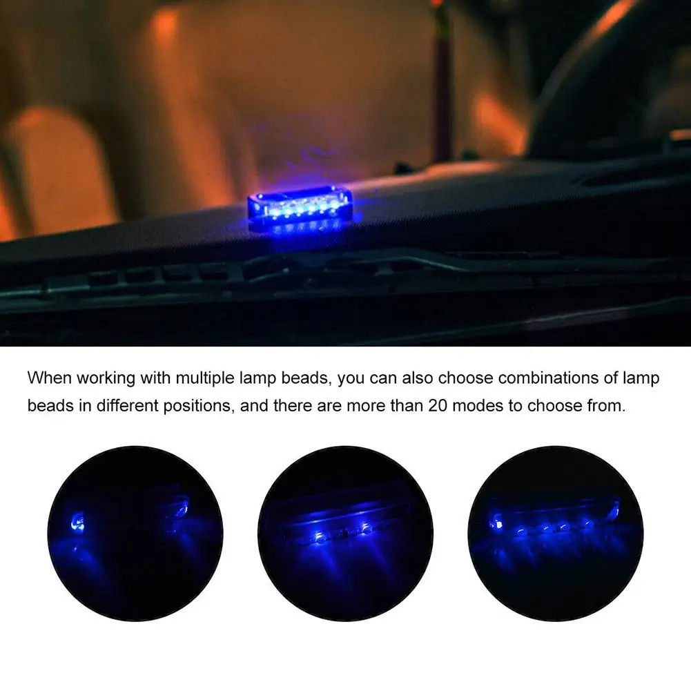 2 adet araba çakarlı lamba kablolama-ücretsiz güneş Alarm ışıkları Led uyarı güvenlik sistemi flaş lambası aksesuarları - 3