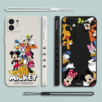 Disney Aile Mickey Minnie Mouse Telefon Kılıfı İçin Samsung A81 A53 A50 A12 A22S A52 A52S A51 A72 A71 A32 A21S 4G 5G Kordon İle