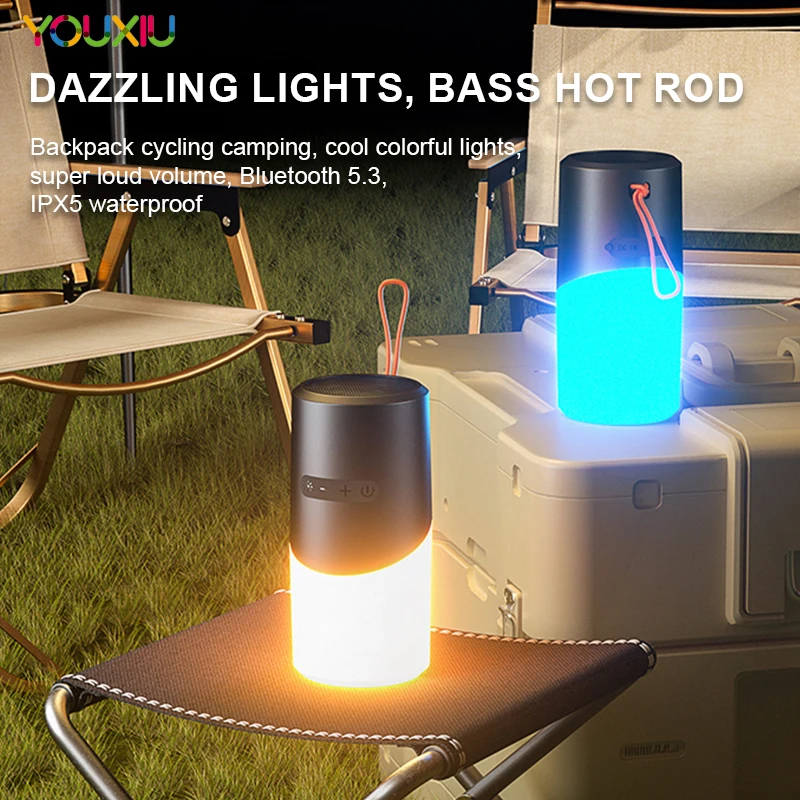 Açık bluetooth hoparlör Kamp atmosfer ışığı Taşınabilir Hifi Stereo Ses Surround Müzik Çalar Mini Su Geçirmez Hoparlör - 0