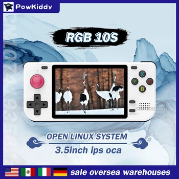 Powkıddy Yeni RGB10S elde kullanılır oyun konsolu 3.5 İnç IPS OCA Tam Fit Ekran Açık Kaynak Sistemi RK3326 İşlemci 3D Joystick