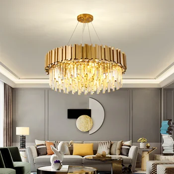 Ev Dekor Modern Yuvarlak Altın Kristal Avizeler aydınlatma Oturma Odası dekorasyon Parlaklık asılı lamba yatak odası aydınlatma armatürleri
