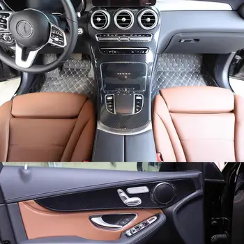 Araba İç Sequins Pervaz Modifikasyonu Dekoratif Trim Çerçeve Karbon Fiber Renk Mercedes-Benz C Sınıfı 2021 2022