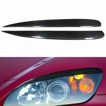 Honda için S2000 2000-2008 Gerçek Karbon Fiber Araba Ön Başkanı İşık Lambası Kapak Trim Sticker Kaş Far Kaş Far Göz Kapağı